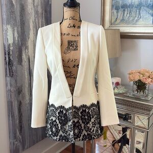 GIANNI BINI ivory off white black lace 2 XS designer jacket blazer new nwt $129